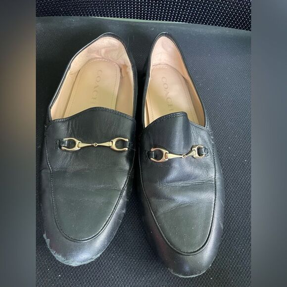Coach Haley Leather Horsebit Loafer Black Gold Tone SZ 7.5 - Picture 1 of 9